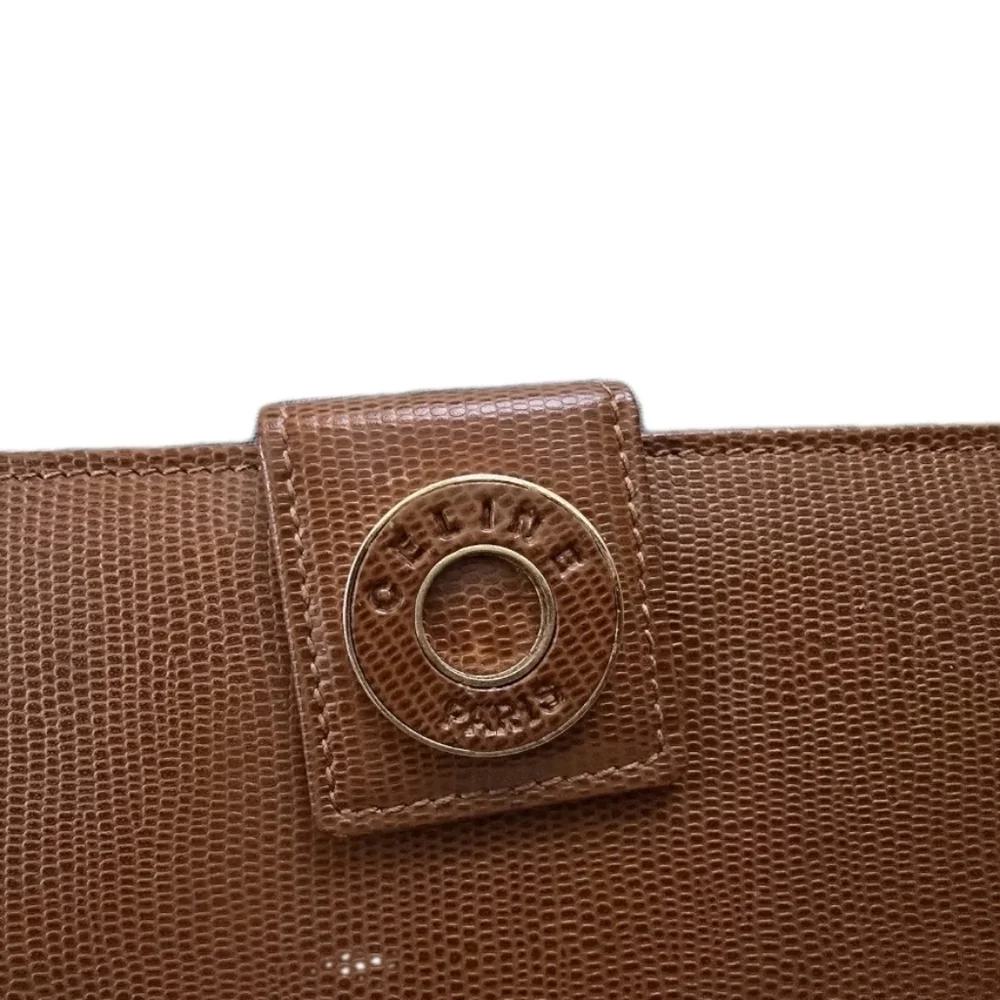 Unique Celine Tan Women's Long Wallet With Kisslock Coin Purse